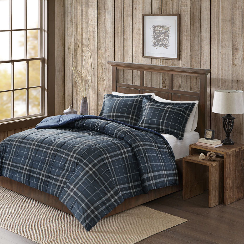 Flint - King CozySpun Down Alternative Comforter Mini Set - Navy