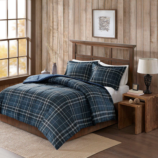 Flint - Twin CozySpun Down Alternative Comforter Mini Set - Navy