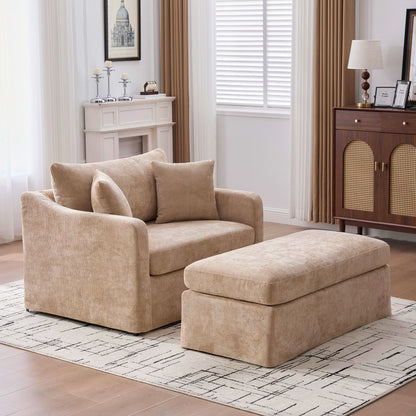 Accent Chair With Ottoman, Includes 2 Bolster Pillows Home Essentials