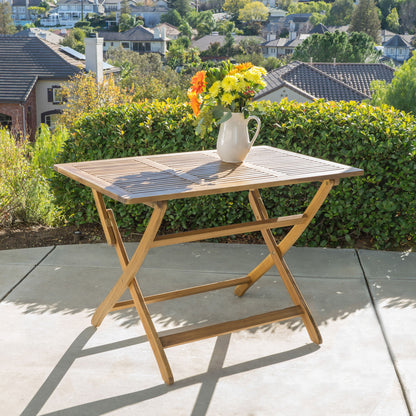 Blissique - Outdoor Foldable Wood Dining Table With Slat Design Noble House