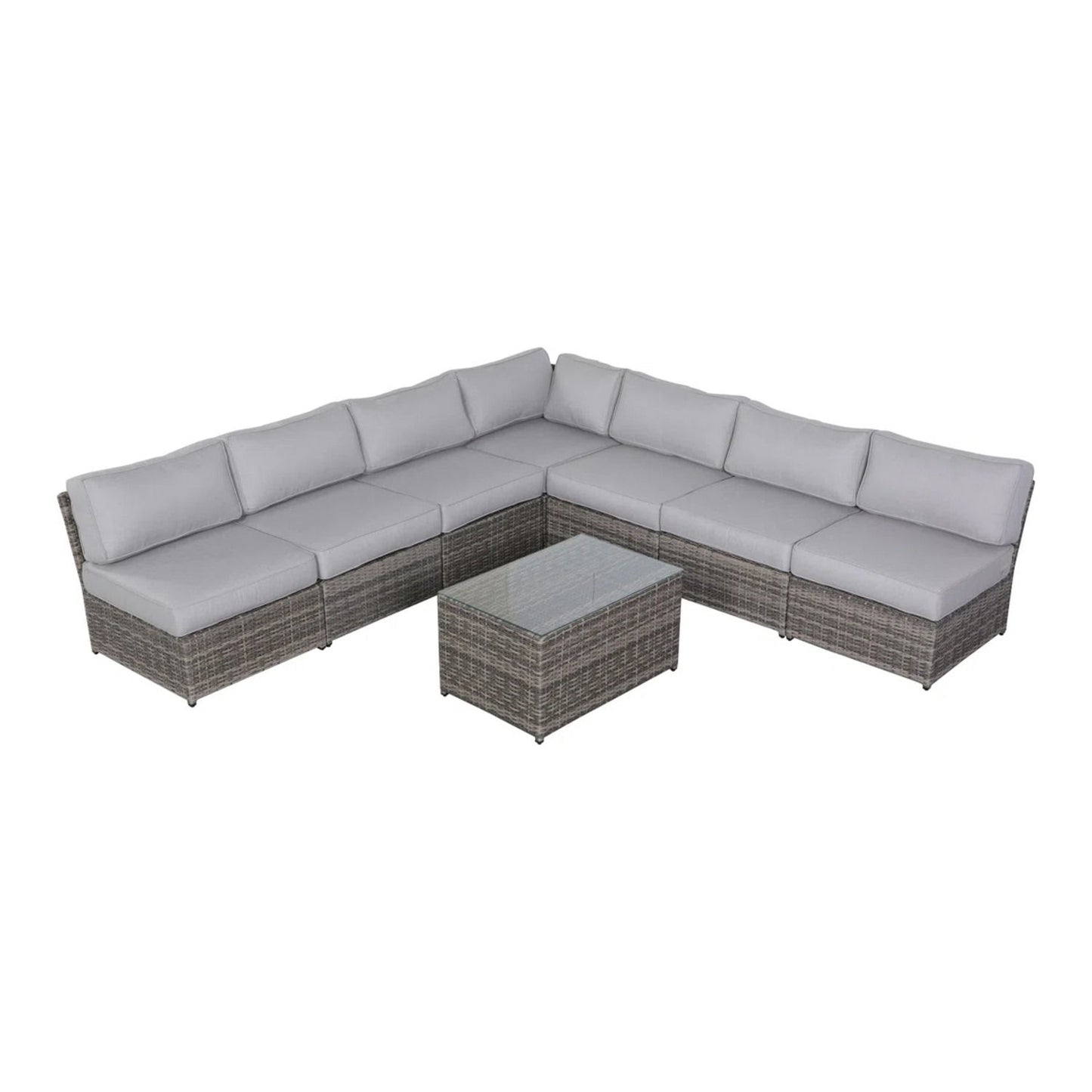 Comfortable Modern Patio Rattan Sectional Set With Cushions LSI Patio Furniture