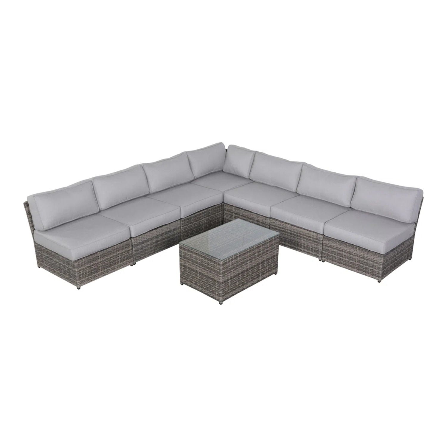 Comfortable Modern Patio Rattan Sectional Set With Cushions LSI Patio Furniture