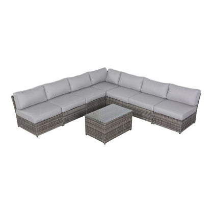 Comfortable Modern Patio Rattan Sectional Set With Cushions LSI Patio Furniture