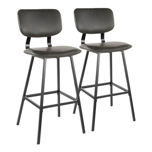 Foundry - Contemporary Barstool Zig Zag Stitching (Set of 2) - Black / Gray Lumi Source