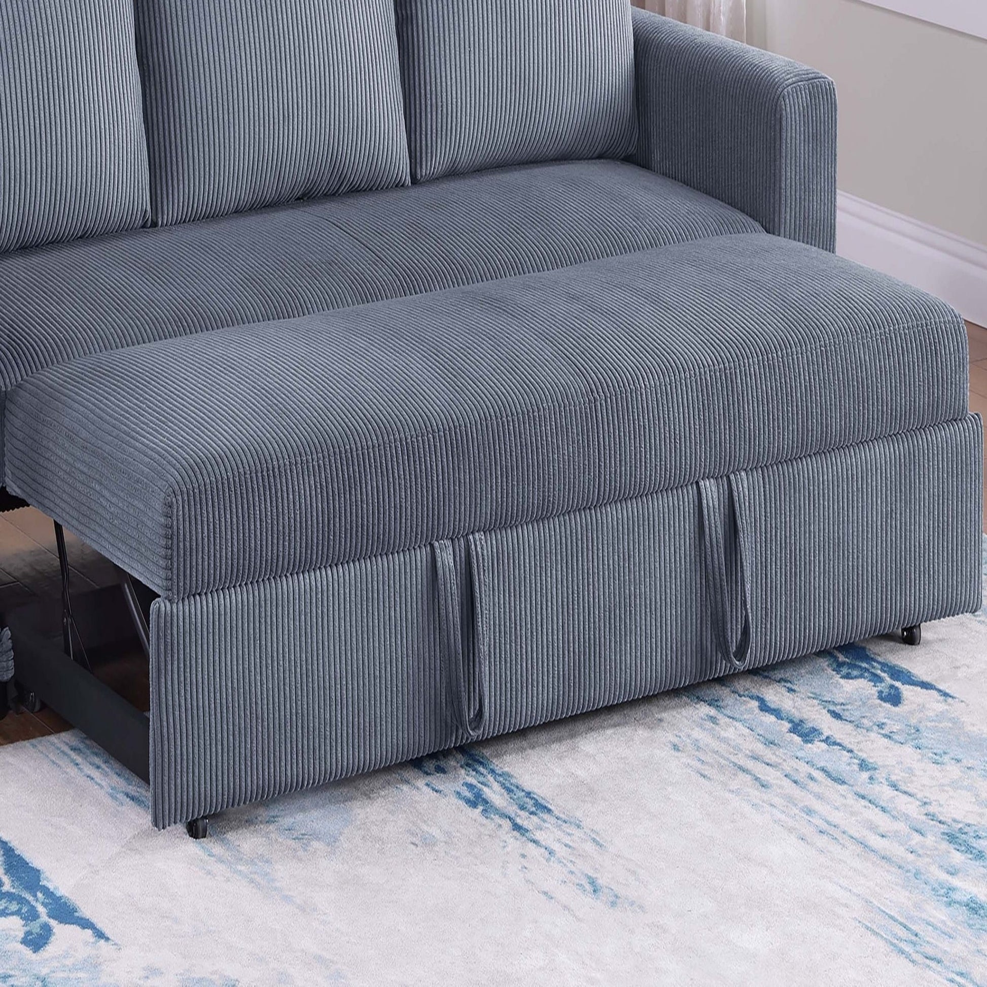 Convertible Sleeper Sofa With Pull Out Bed, Upholstery, Square Arms - Dark Gray Home Essentials