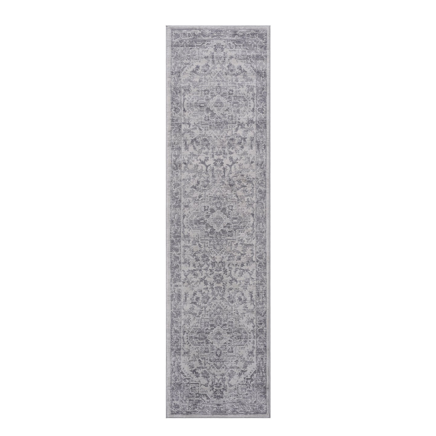 2' x 8' Oriental Non-Shedding Living Room Bedroom Dining Home Office Stylish And Stain Resistant Area Rug - Silver