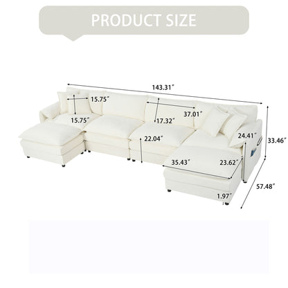 Modern Comfy Deep Seat Modular Sectional Sofa Cloud Couch With Ottoman Home Essentials