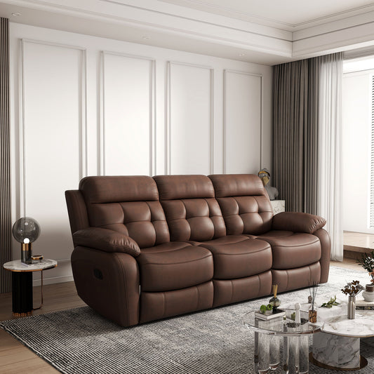 Genuine Non Power Reclining Sofa With Drop Down Table, Stainless Steel Cupholders And Magazine Bag Home Essentials