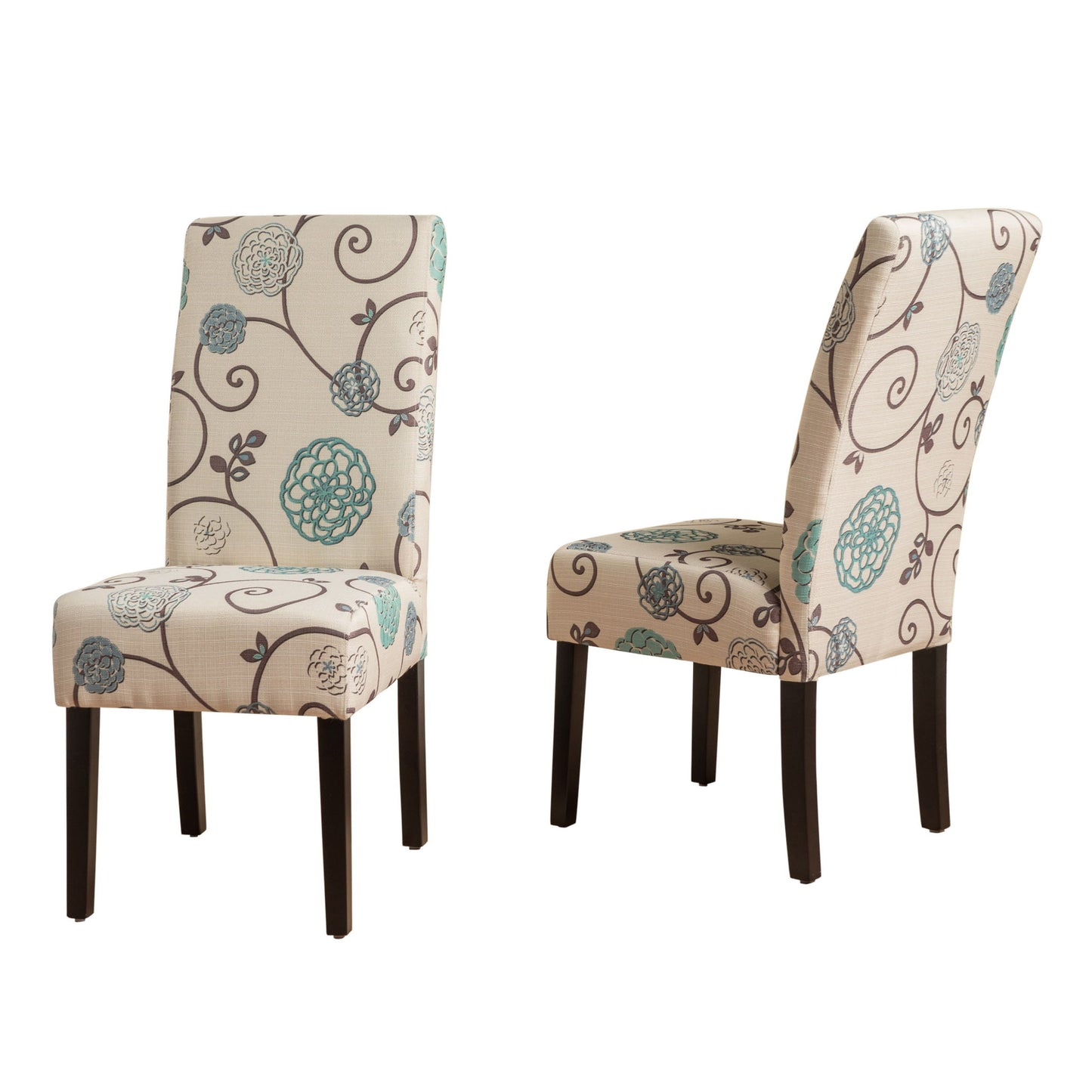 Contemporary Dining Chair Set With Rubberwood Legs - White / Blue Noble House
