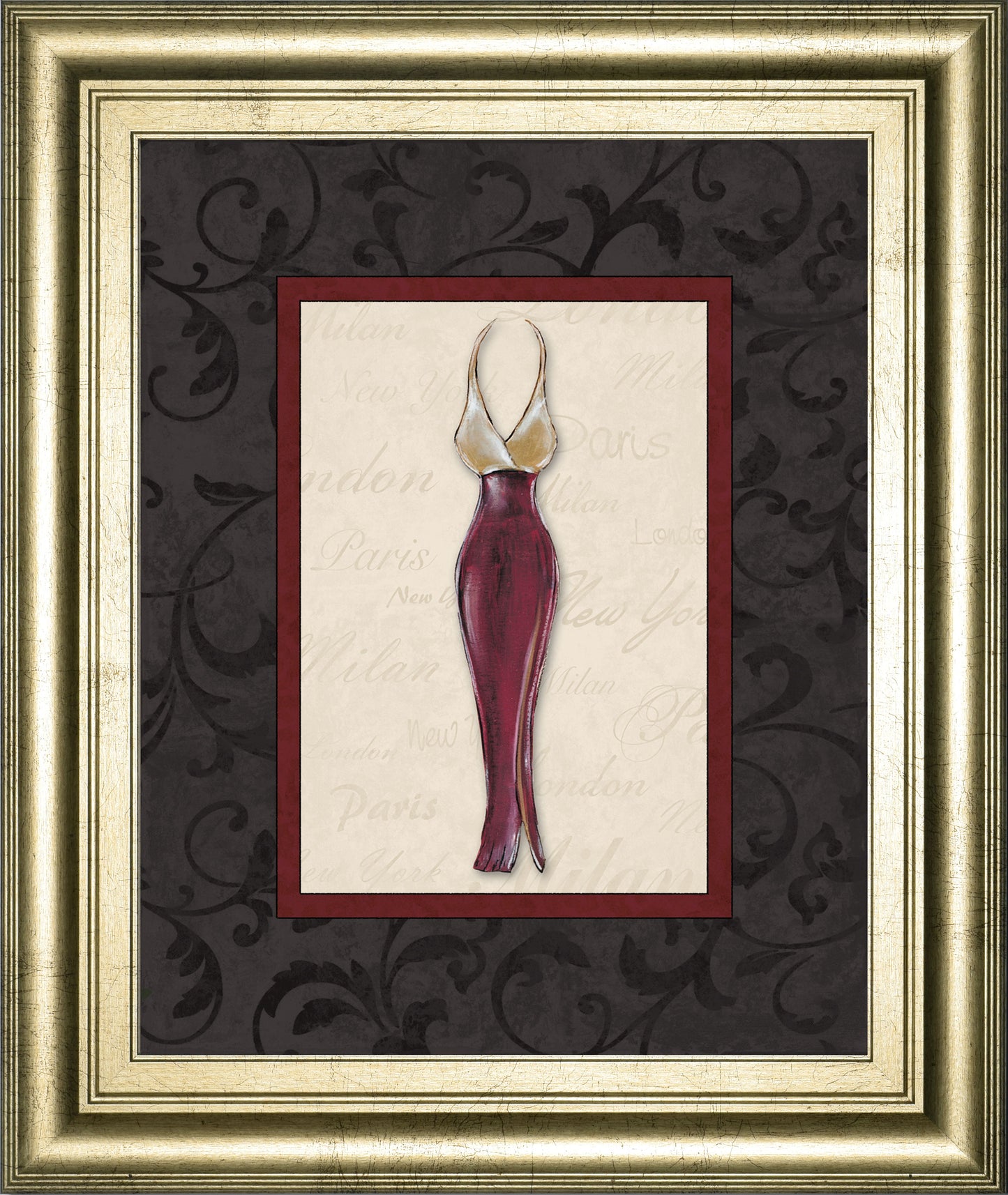 Fashion Dress Il By Susan Osbourne Framed Print Wall Art - Red