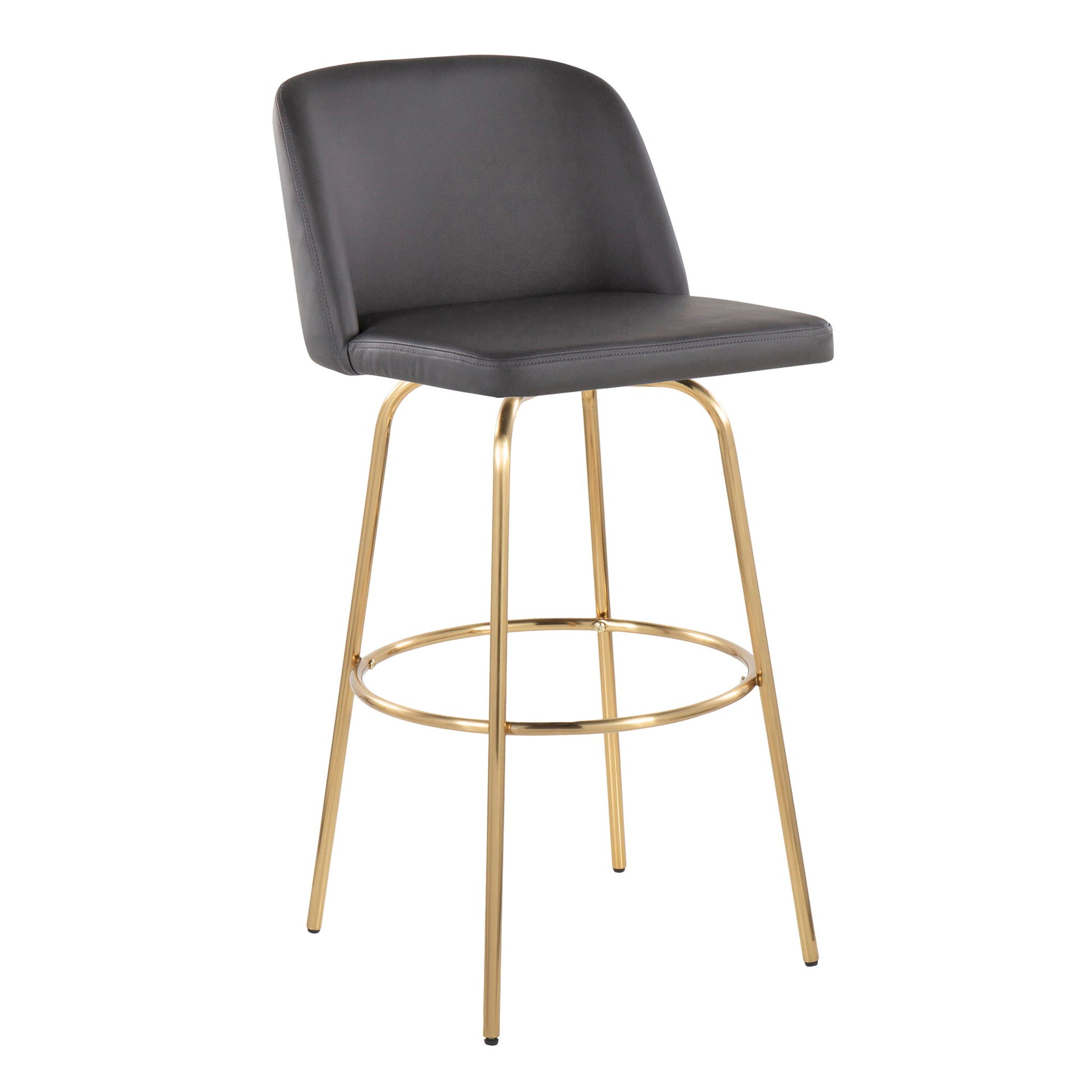 Toriano - Contemporary Fixed Height Barstool With Swivel And Round Footrest (Set of 2) Lumi Source