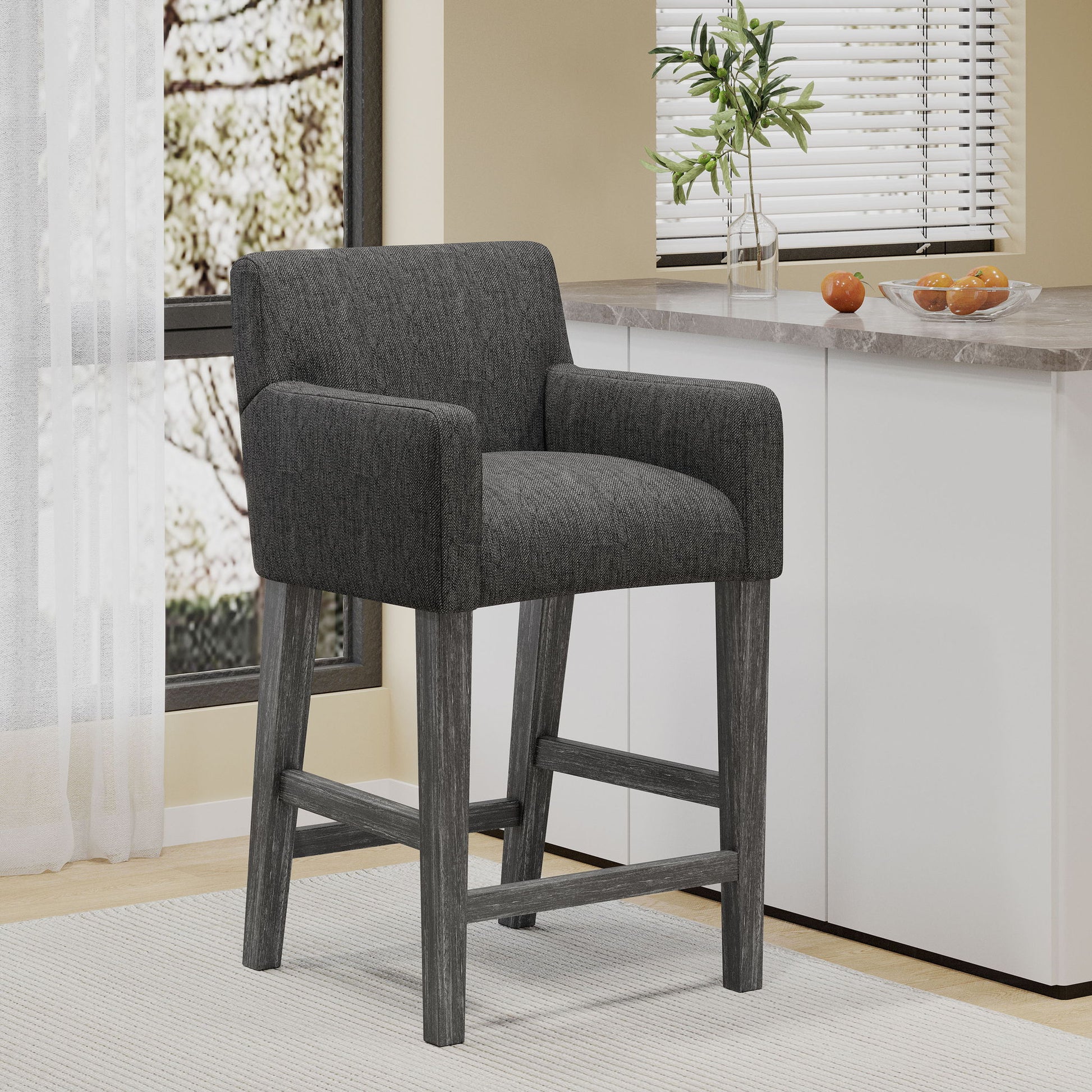 Serenitia - Upholstered Counter Chair With Straight Arm Noble House