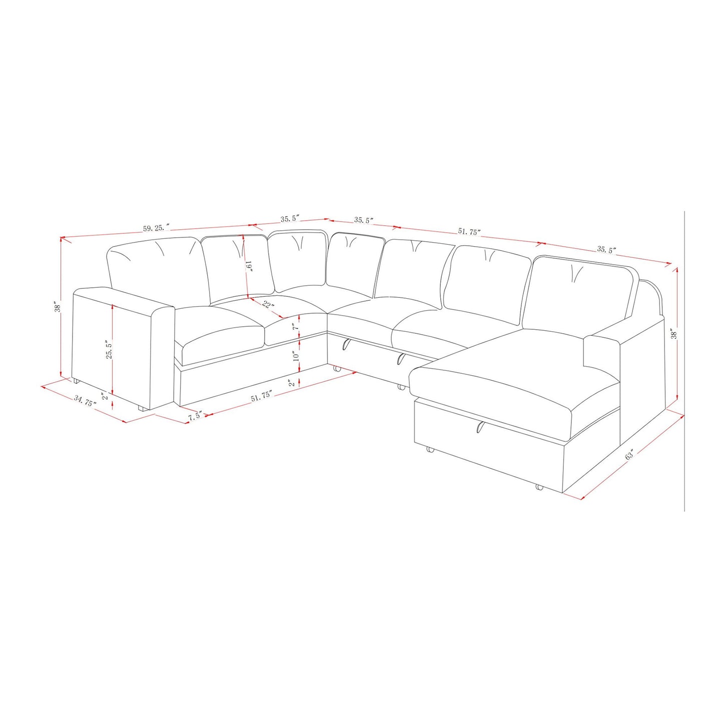 Melody - Sectional Sofa With Plush Cushioning Global Furniture USA