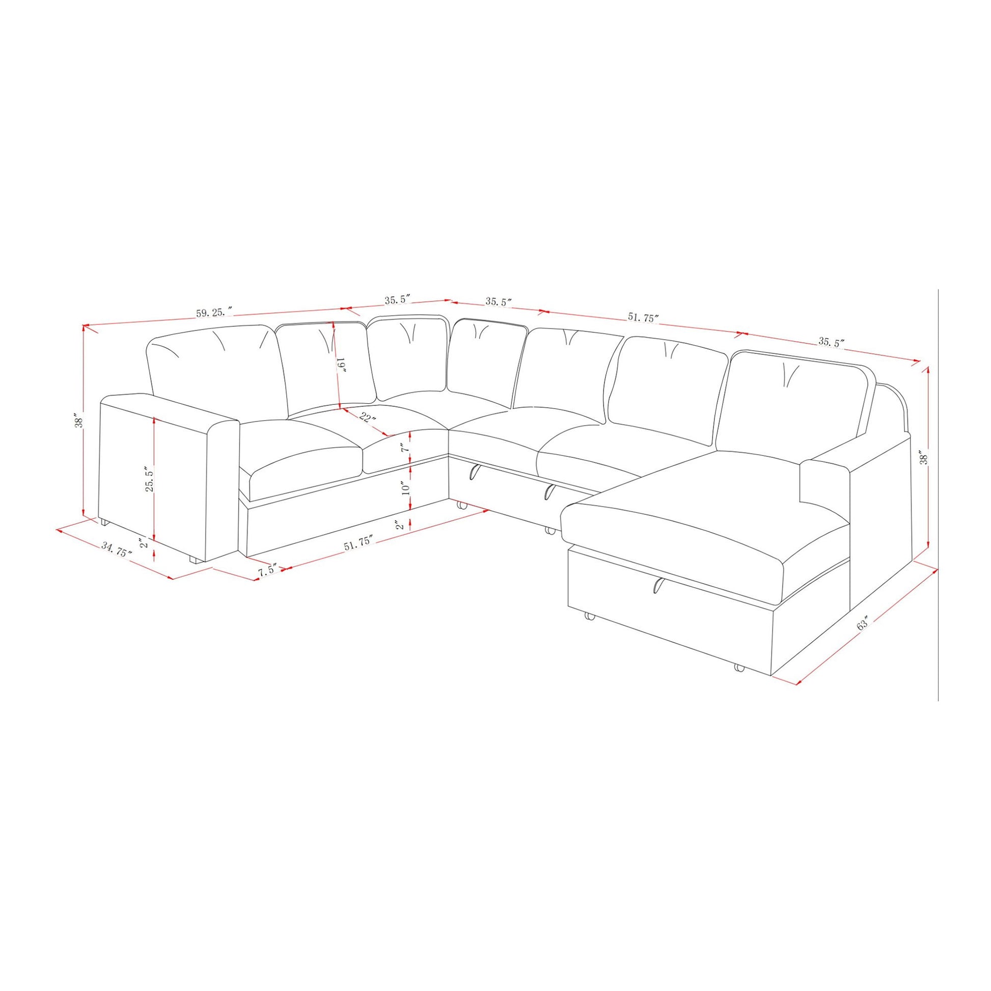 Melody - Sectional Sofa With Cushioning Global Furniture USA