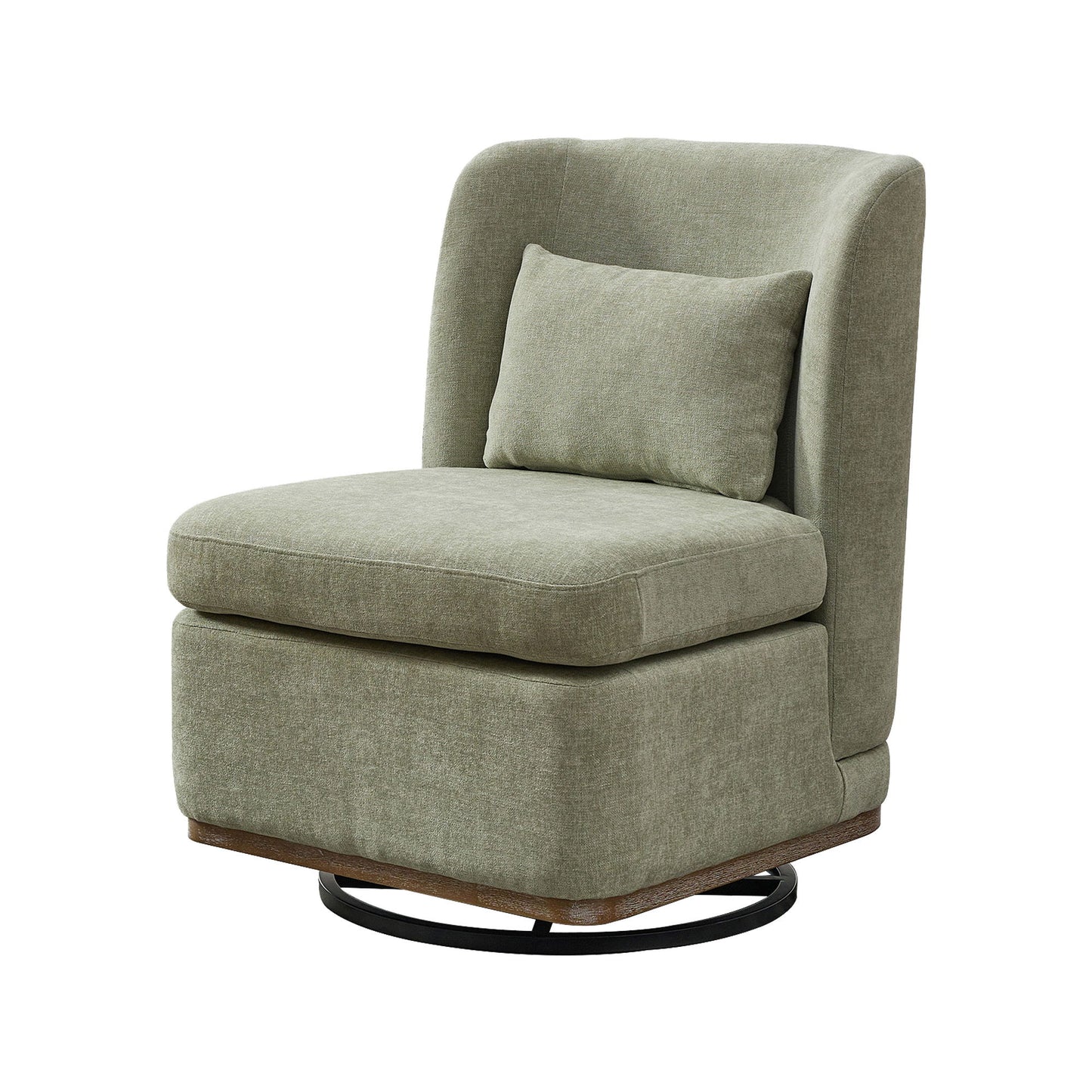 Wide Modern Chenille Cushioned Armless Metal Base 360° Swivel Chair With Pillow Home Essentials