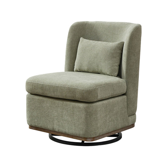 Wide Modern Chenille Cushioned Armless Metal Base 360° Swivel Chair With Pillow Home Essentials