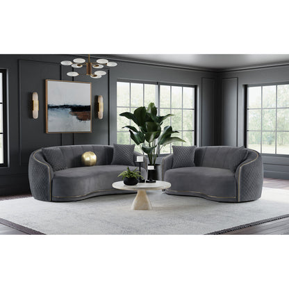 Lorraine - 2 Piece Upholstered Sofa Set With Tufting Trim - Dark Gray Furniture Max