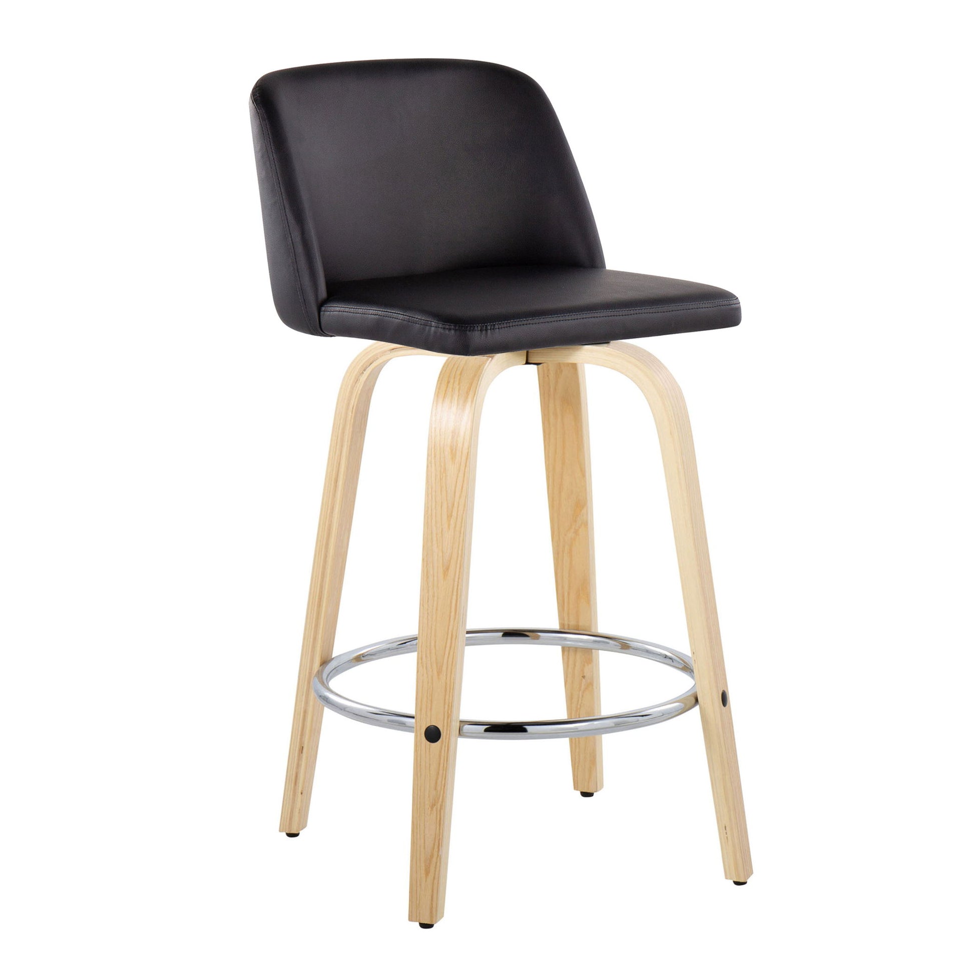 Toriano - Contemporary Fixed-Height Counter Stool With Swivel And Round Footrest (Set of 2) Lumi Source