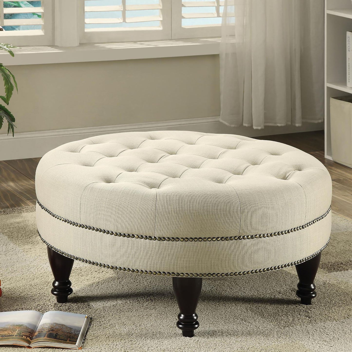 Oatmeal Cocktail Ottoman - Beige Furniture Max