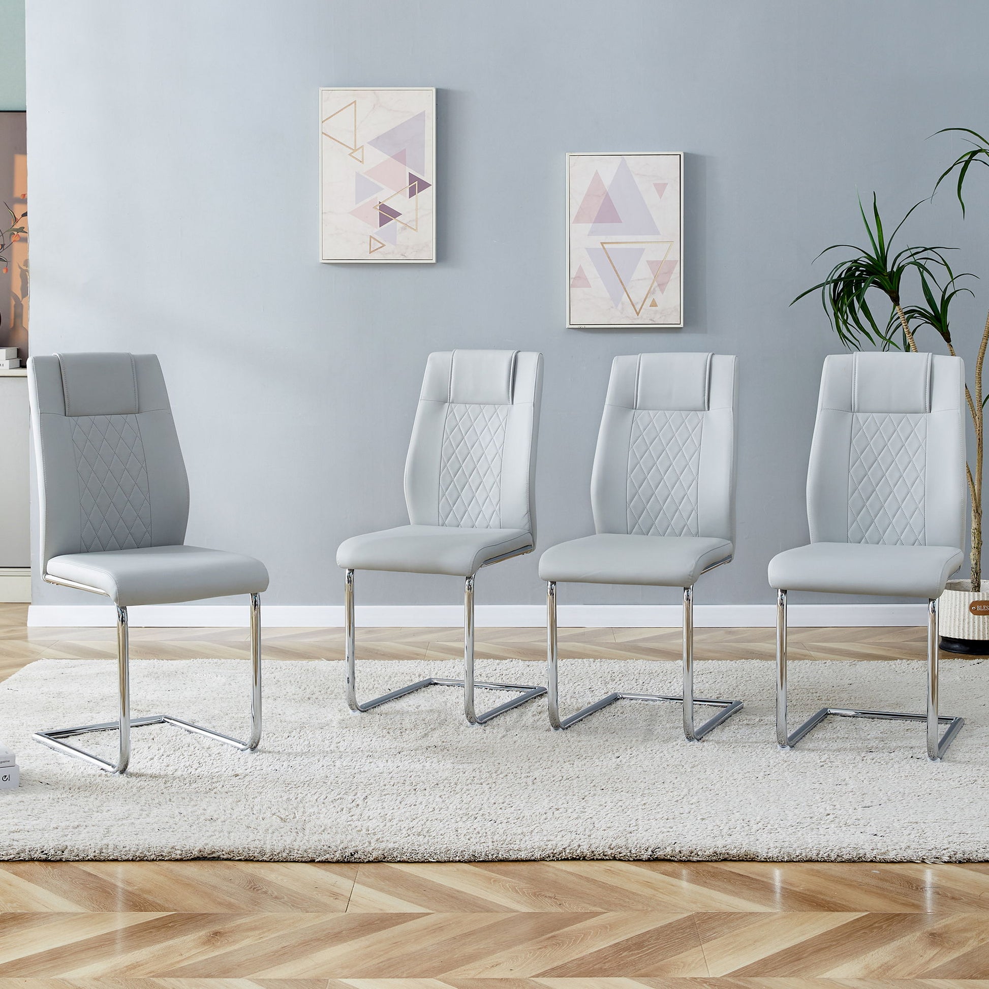Modern Dining Chairs With Padded Seat, Metal Legs Home Essentials