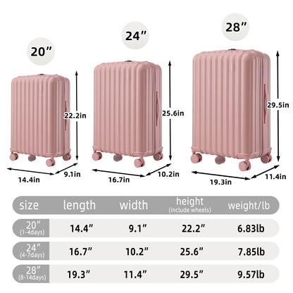 20" / 24" / 28" 3 Pieces / Set Spinner Wheel Luggage, Carry On Suitcase, With Cup Holder & USB Port & Phone Holder Daily Nest