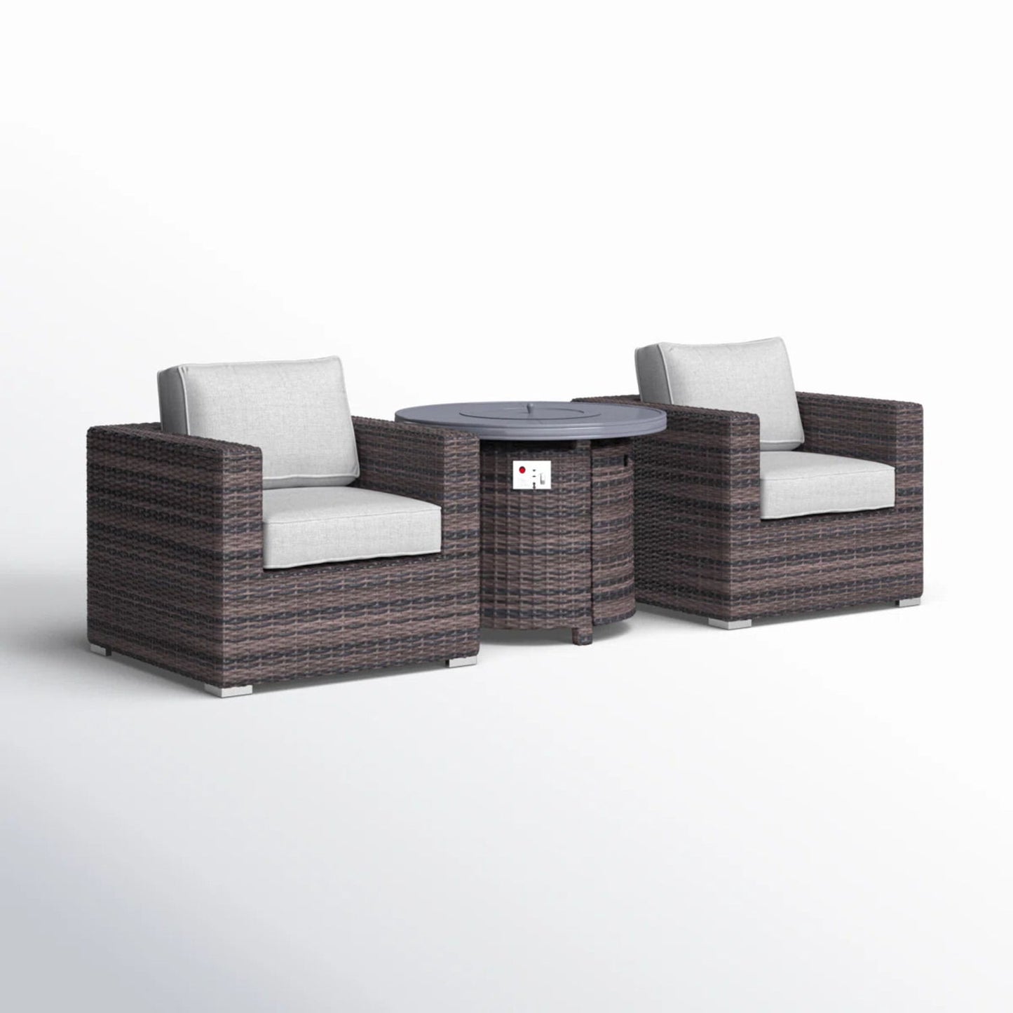 Rattan Patio Set With Comfortable Cushions And Fire Pit LSI Patio Furniture