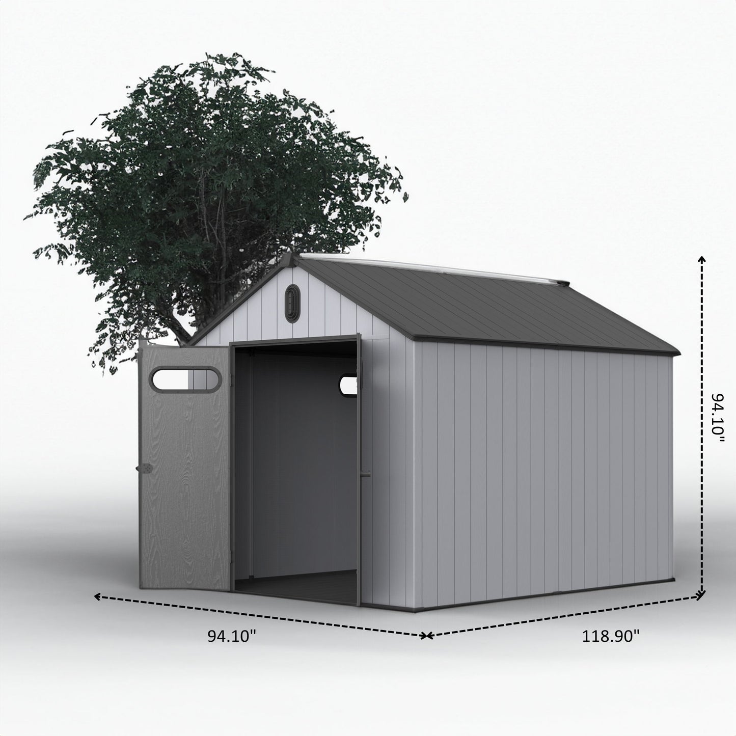 Xwt013 Plastic Storage Shed For Backyard Garden Big Spire Tool Storage - Black / Gray