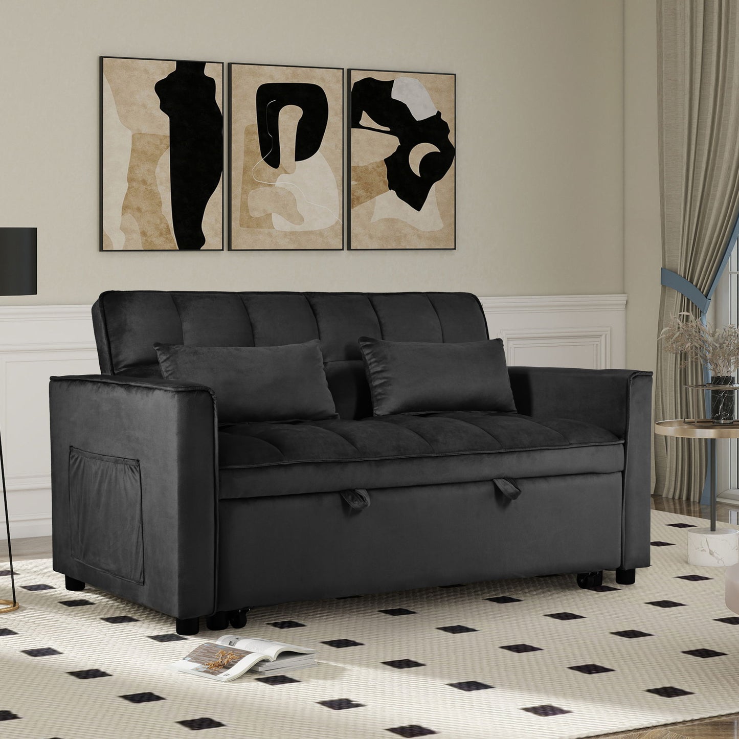 3 In 1 Pull Out Couch Convertible Sofa Bed With Reclining Backrest Home Essentials