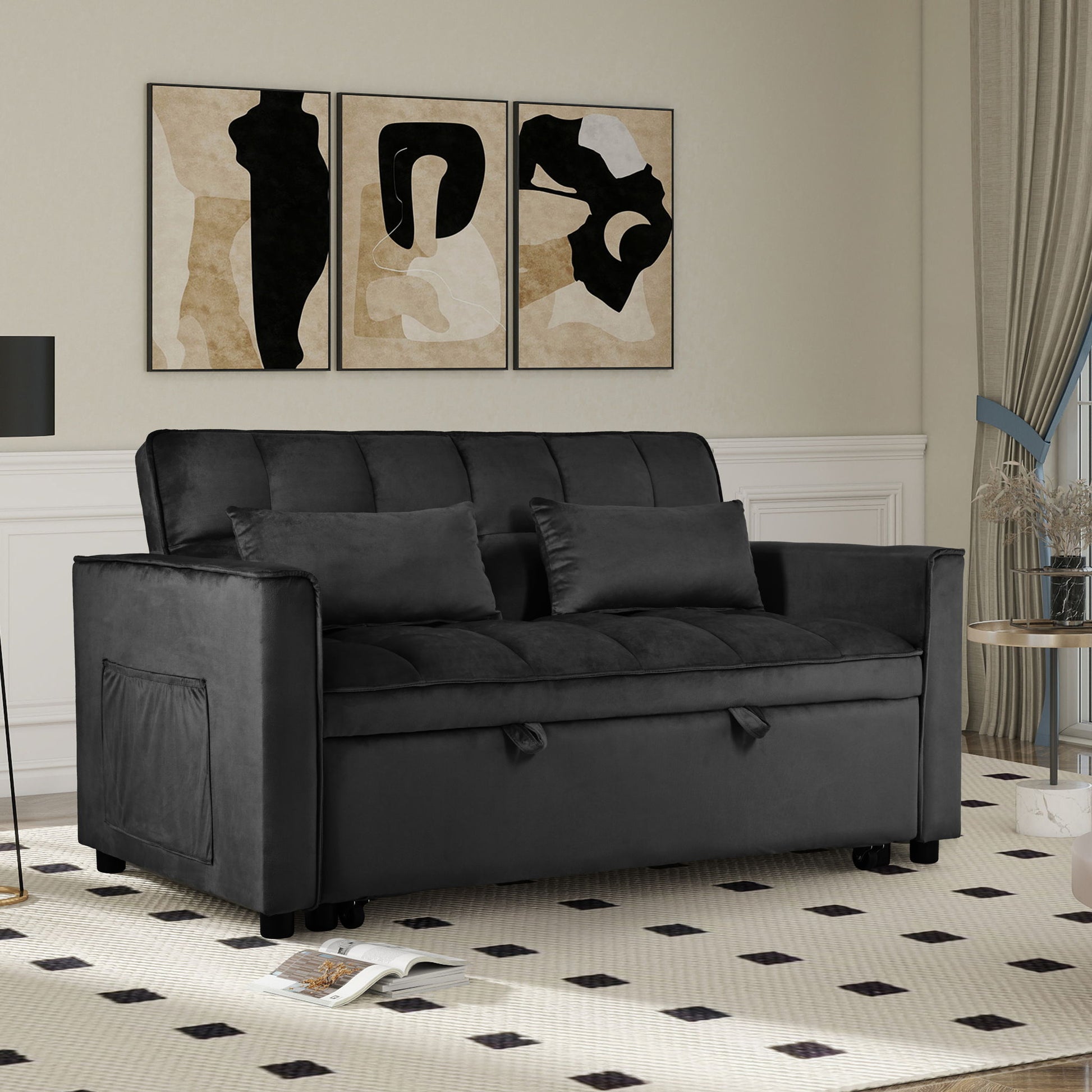 3 In 1 Pull Out Couch Convertible Sofa Bed With Reclining Backrest Home Essentials