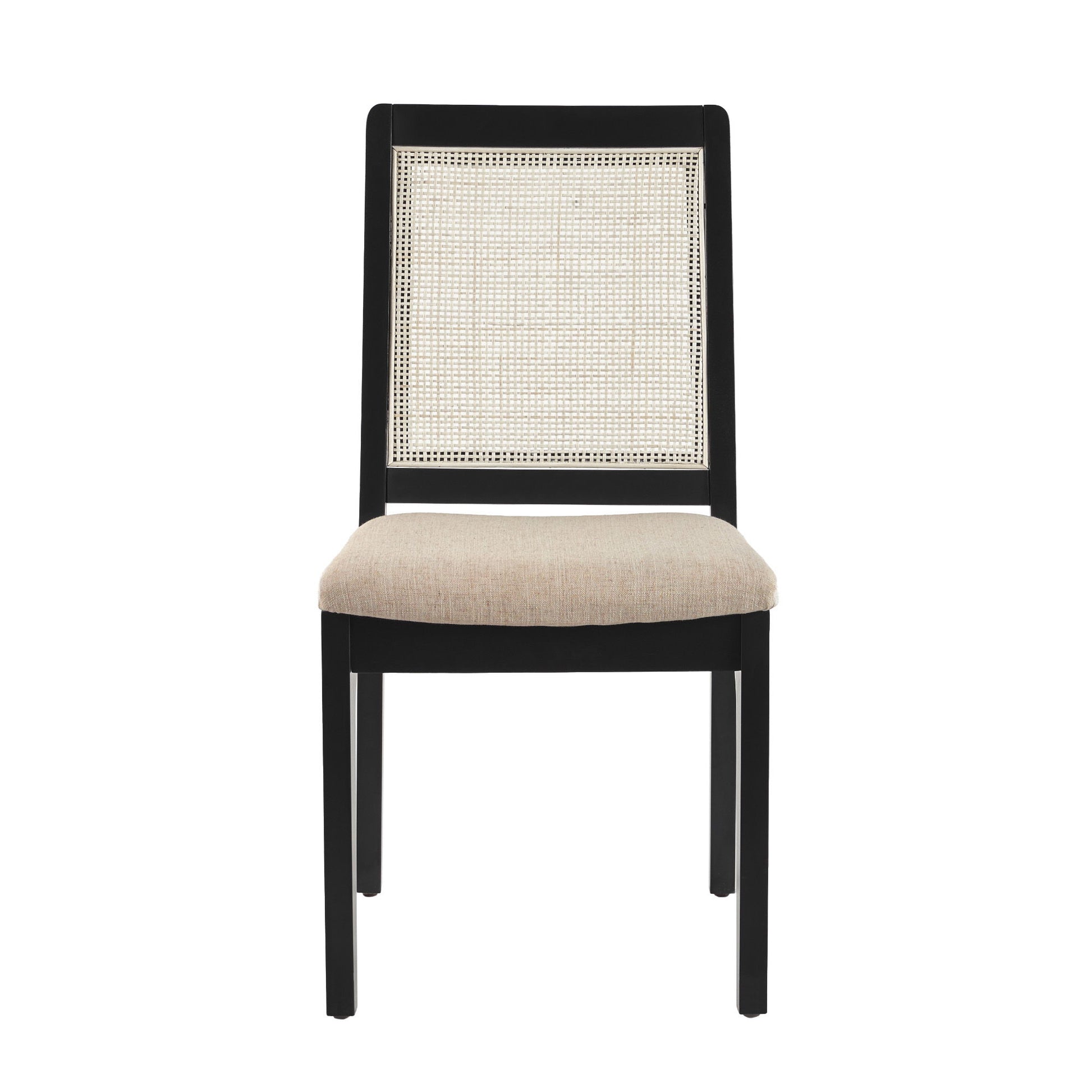 Modern Solid Wood Dining Chair With Rattan Inset Back (Set of 2) Walker Edison