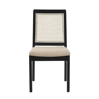 Modern Solid Wood Dining Chair With Rattan Inset Back (Set of 2) Walker Edison