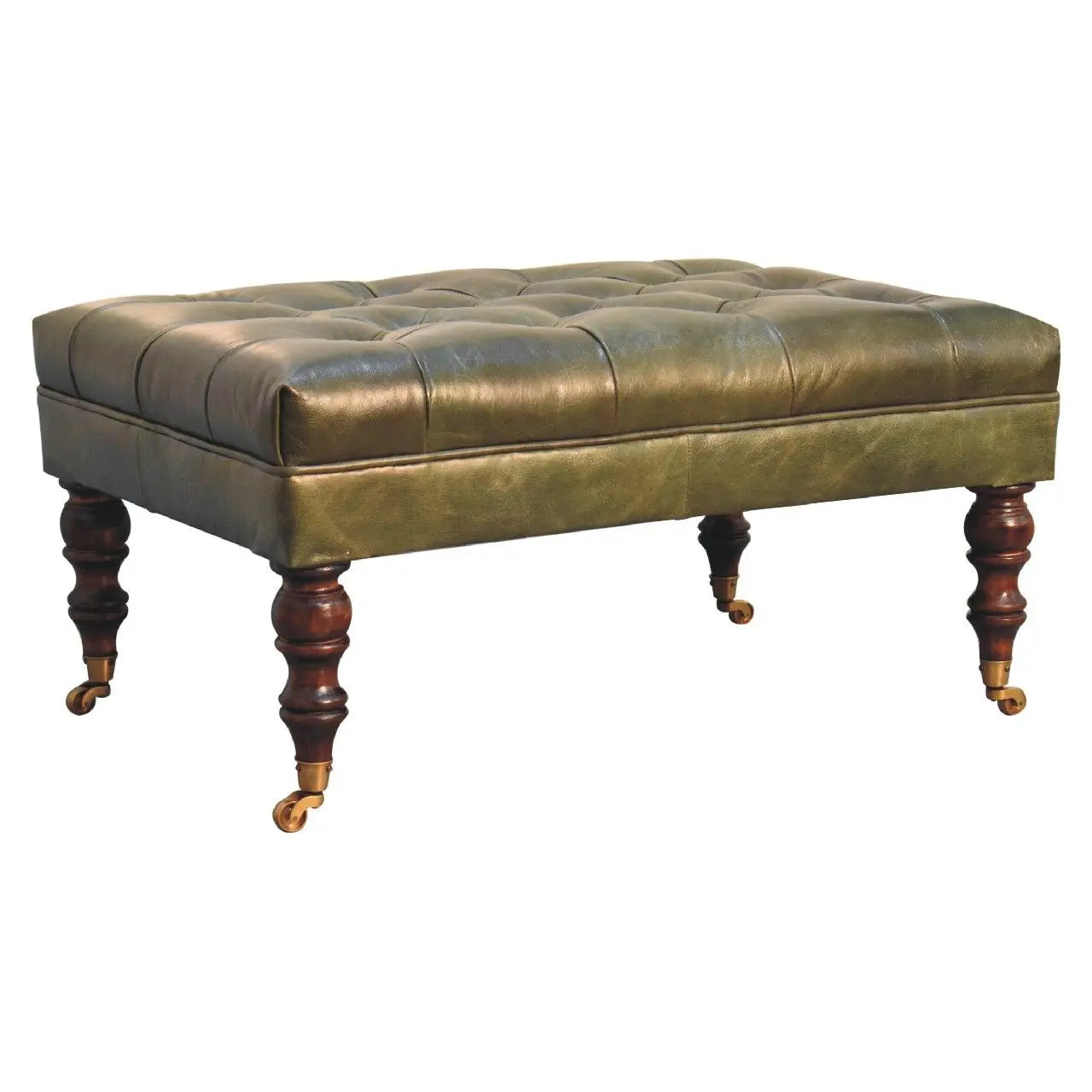 Buffalo - Leather Ottoman With Castor Legs Artisan Furniture