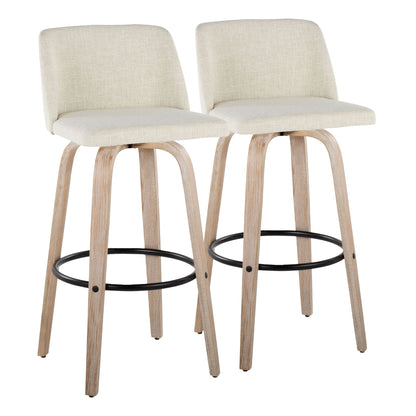 Toriano - Contemporary Fixed Height Barstool Swivel And Round Footrest (Set of 2) Lumi Source