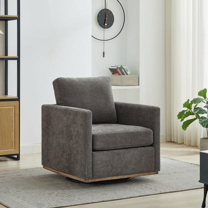 Modern Square Upholstered Swivel Accent Chair With Metal Base Home Essentials
