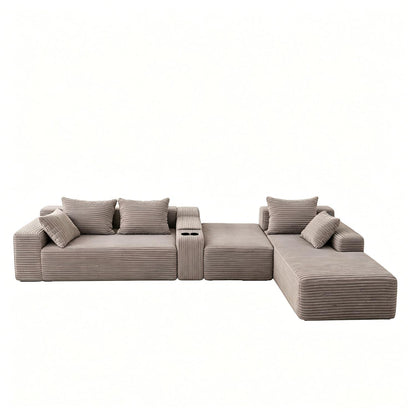 U-Shaped Modular Sofa With Cup Holders And Storage For Living Rooms - Coffee Home Essentials