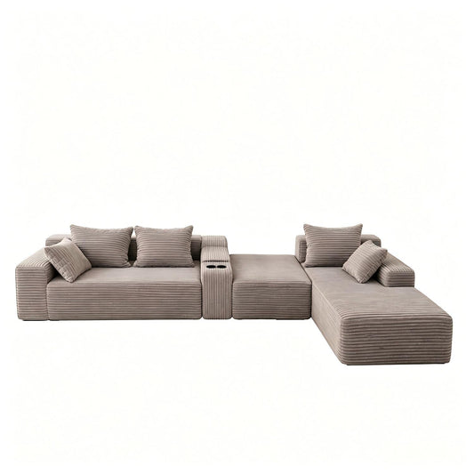 U-Shaped Modular Sofa With Cup Holders And Storage For Living Rooms - Coffee Home Essentials