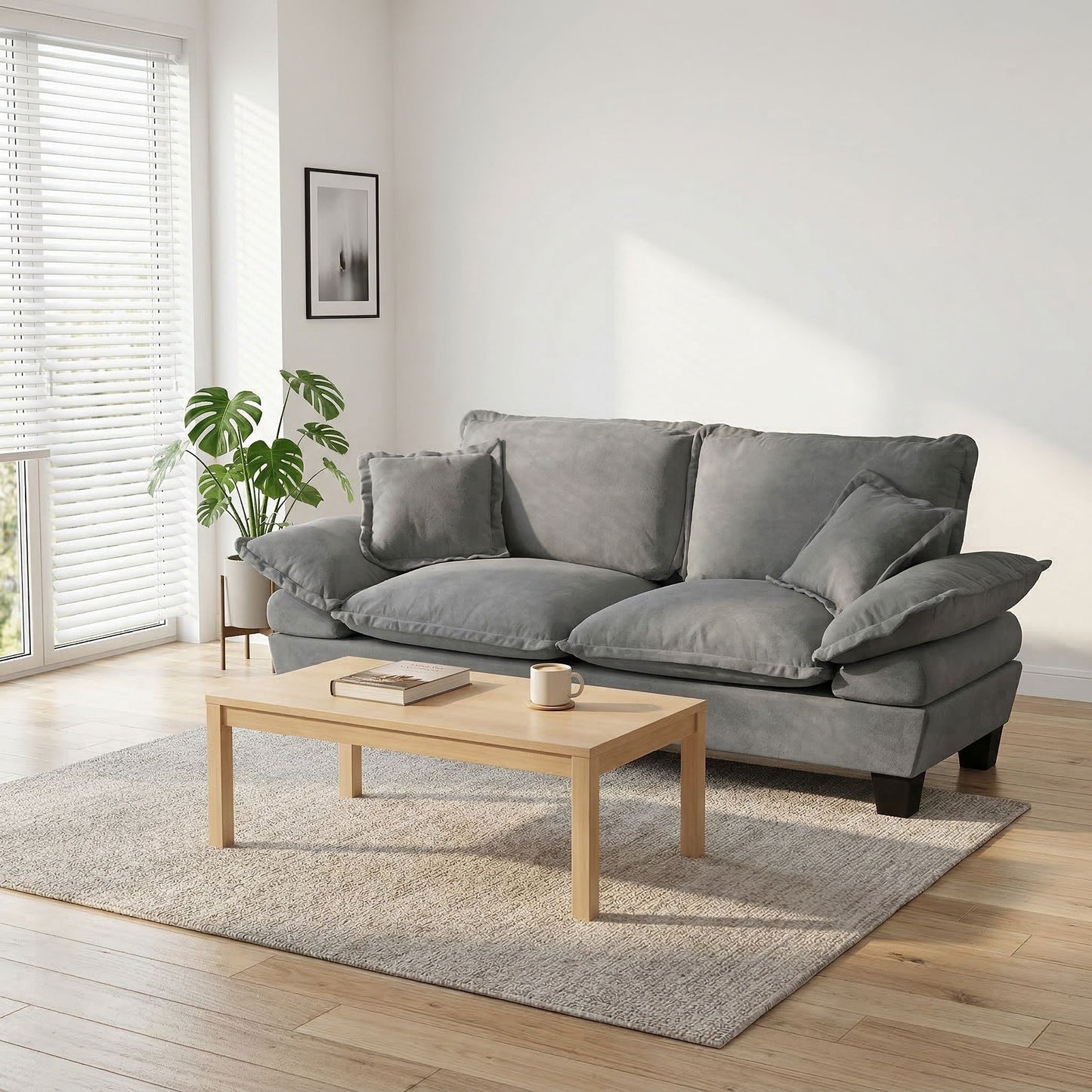 2 Seater Modular Loveseat With Curved Armrests Home Essentials