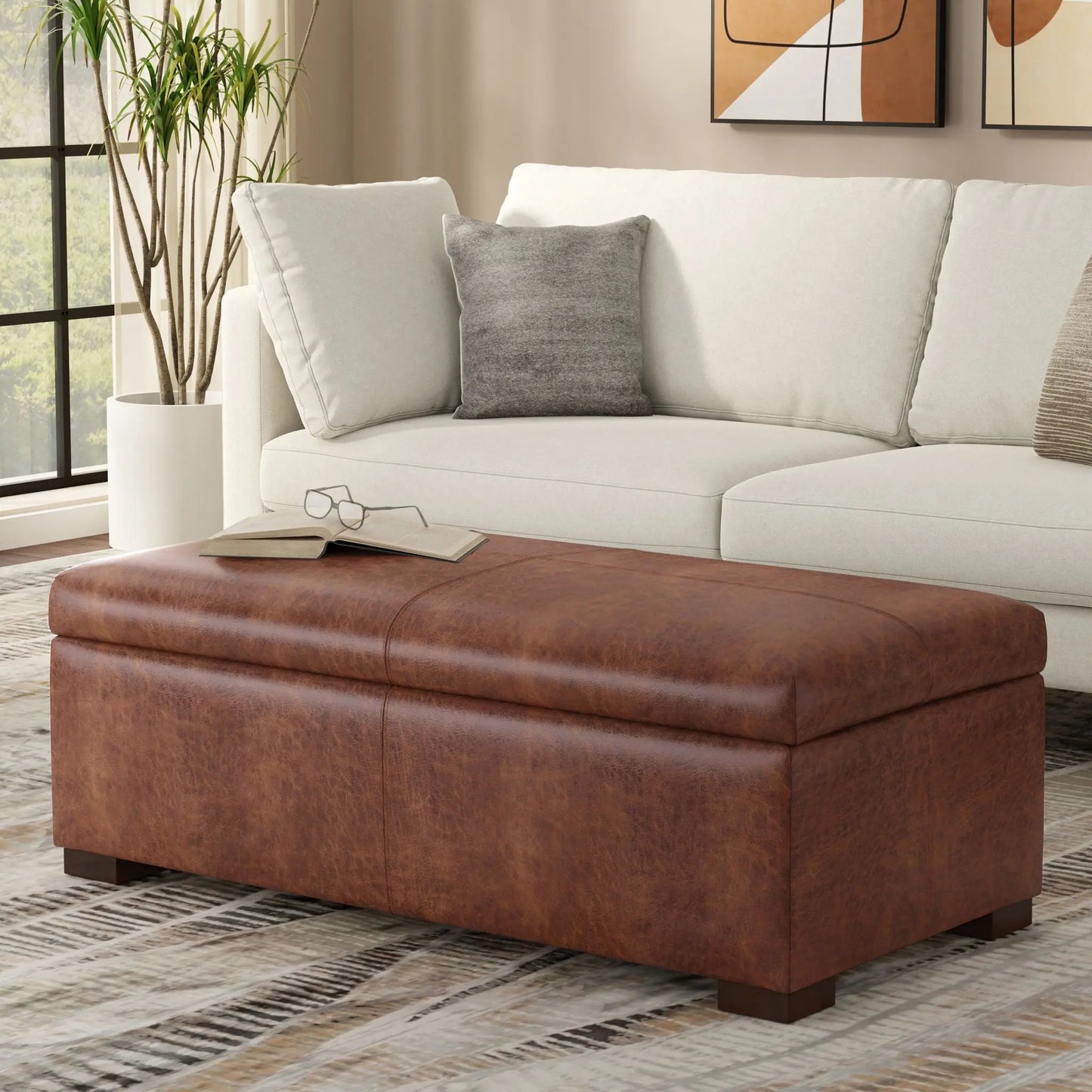 Gabbie - Coffee Table Upholstered Storage Ottoman Simpli-Home