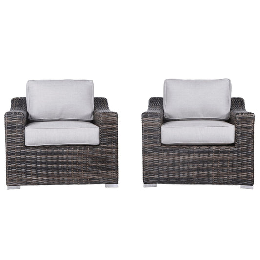 Modern Patio Chair With Cushions (Set of 2) - Brown LSI Patio Furniture