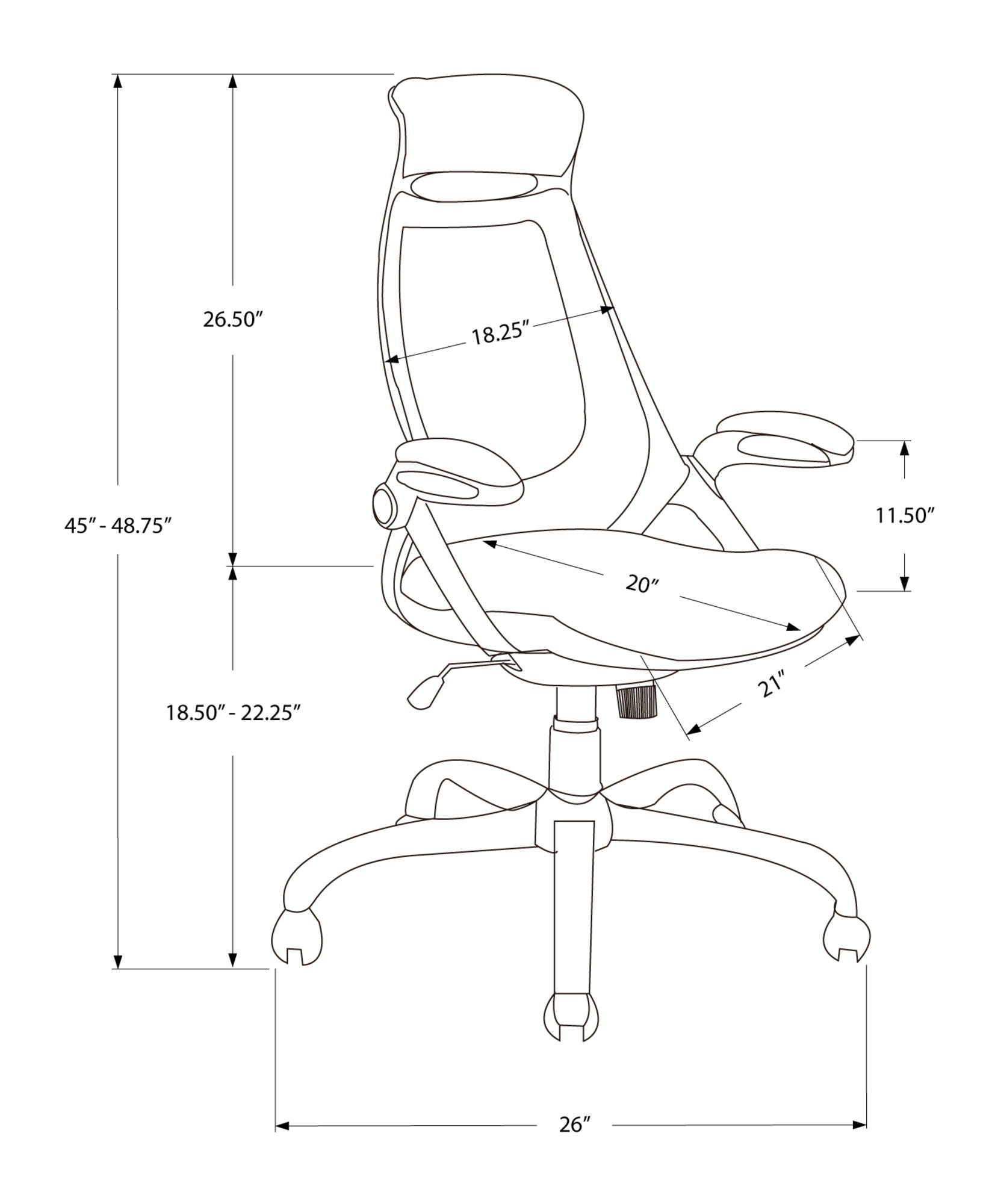 Office Chair, Adjustable Height, Swivel, Ergonomic, Armrests, Contemporary & Modern 8th Street
