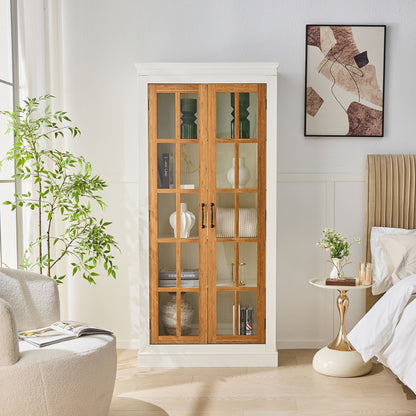 Rustic Style Display Cabinet With Glass Doors For Collectibles Hearth and Haven