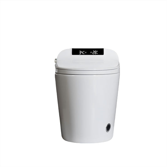 Smart Toilet Bidet Combo With Foot Sensor Open Cover / Seat, Self Cleaning Nozzle, LED Display, Three Level Heated Seat / Airflow, Night Light, Knob Control, Soft Close, Auto Flush, With Remote Control - Gloss White Daily Nest
