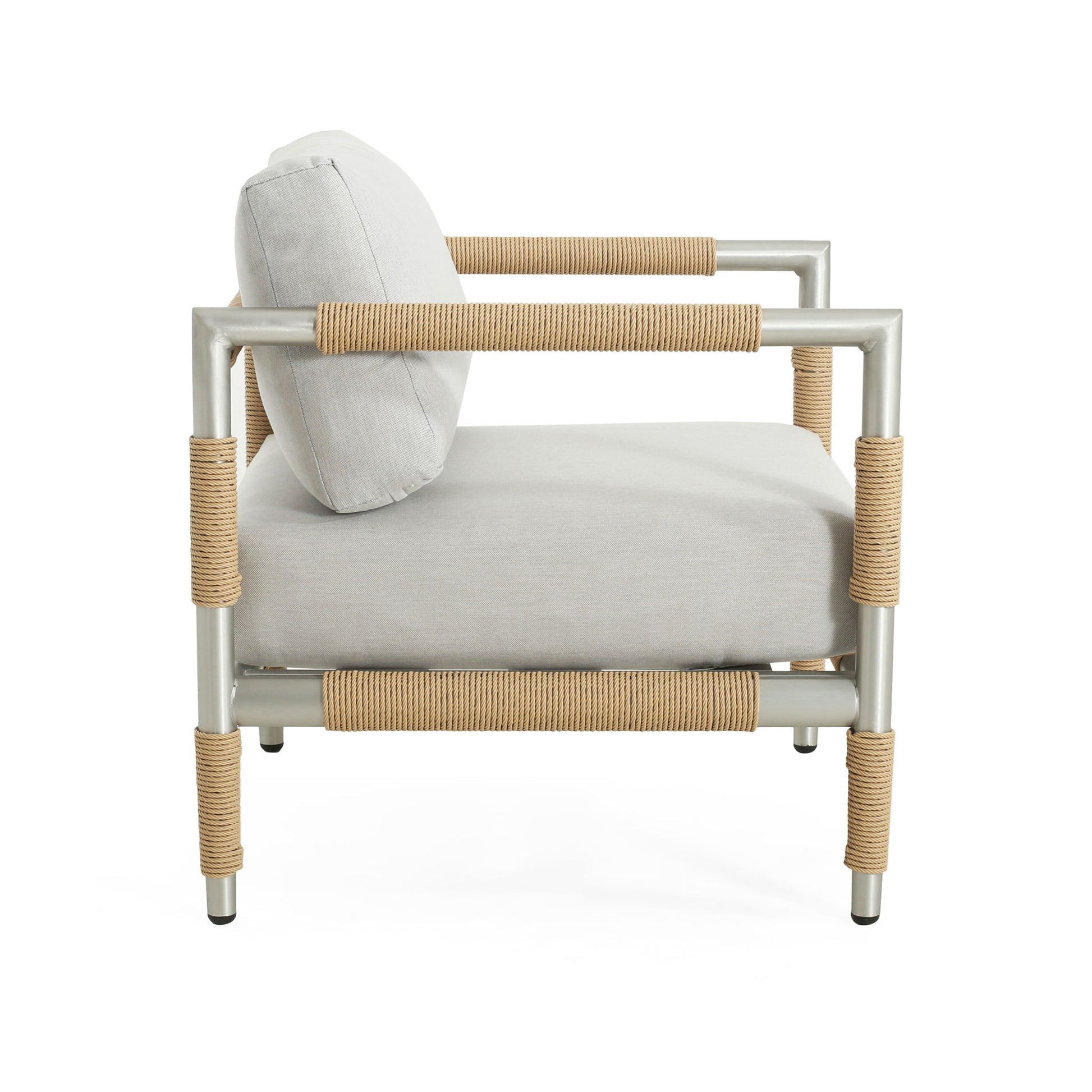 Oriana - Aluminum Outdoor Patio Armchair With Thick Cushions - Light Gray Noble House