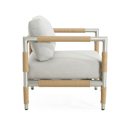 Oriana - Aluminum Outdoor Patio Armchair With Thick Cushions - Light Gray Noble House