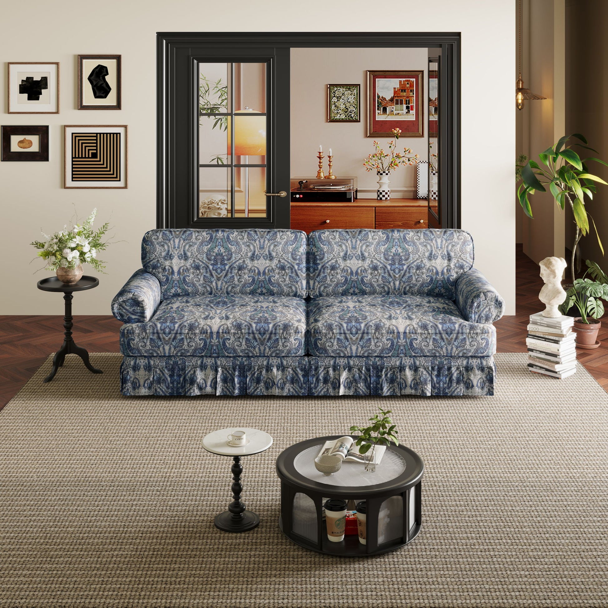 Luxuriously Comfortable Cloud Couch Sofa With Elegant Rolled Arms & Pleated Skirt Design Home Essentials