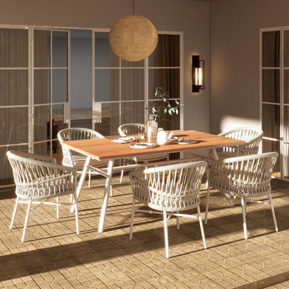 Maiden - 6 Seater Patio Dining Table - Natural Teak Jennifer Taylor Home
