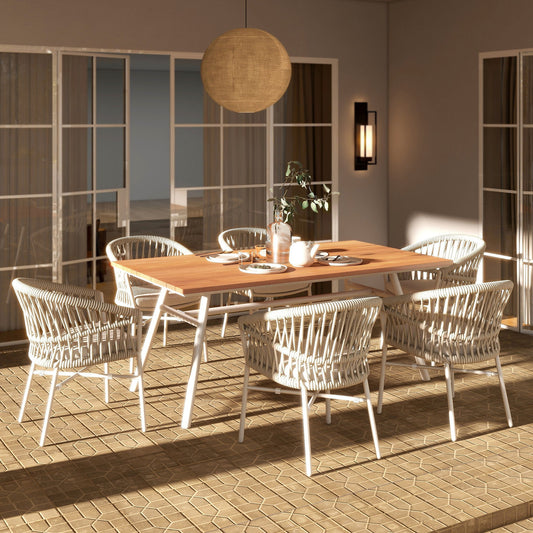 Maiden - 6 Seater Patio Dining Table - Natural Teak Jennifer Taylor Home