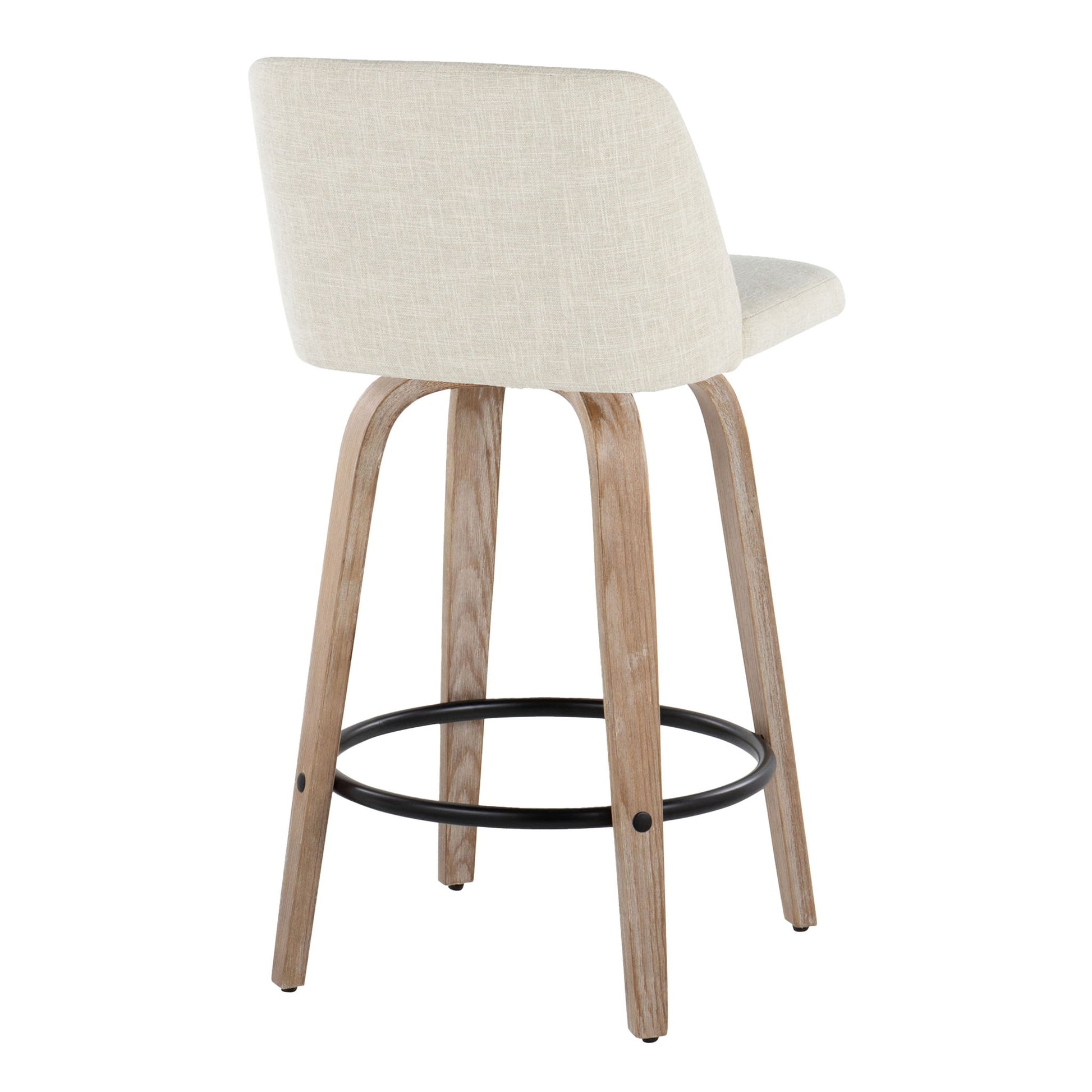 Toriano - Contemporary Fixed Height Counter Stool Swivel & Round Footrest (Set of 2) Lumi Source