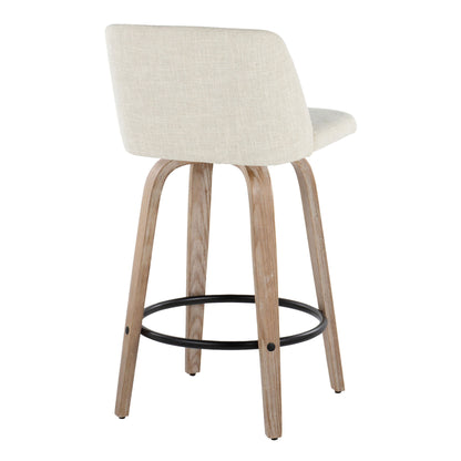 Toriano - Contemporary Fixed Height Counter Stool Swivel & Round Footrest (Set of 2) Lumi Source