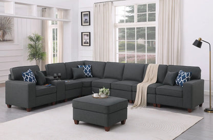 Hannah - Sectional Sofa With Ottoman - Dark Gray Urban Retreats